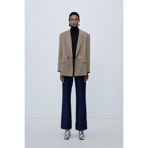 Zara Boxy Fit Plaid Blazer Jacket - Picture 1 of 8